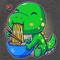 Cute Baby Dino Trex Eating Ramen Noodles Vector Backpack