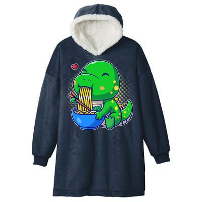 Cute Baby Dino Trex Eating Ramen Noodles Hooded Wearable Blanket