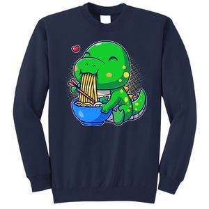 Cute Baby Dino Trex Eating Ramen Noodles Tall Sweatshirt