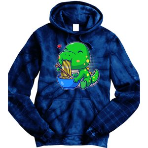 Cute Baby Dino Trex Eating Ramen Noodles Tie Dye Hoodie