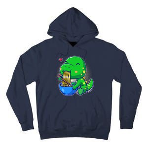 Cute Baby Dino Trex Eating Ramen Noodles Tall Hoodie