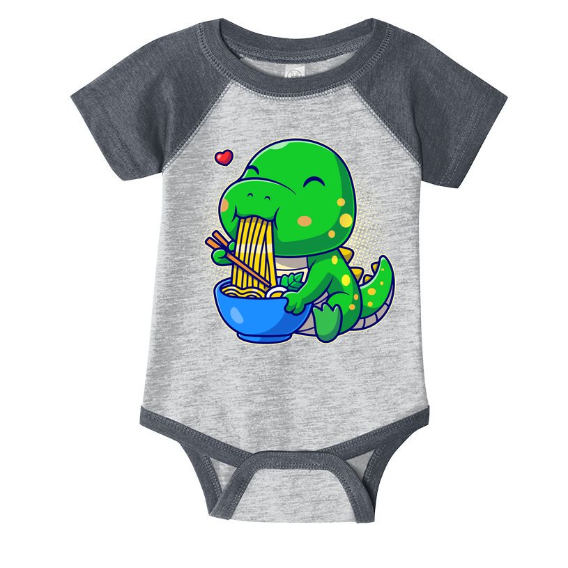 Cute Baby Dino Trex Eating Ramen Noodles Infant Baby Jersey Bodysuit