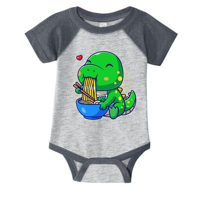 Cute Baby Dino Trex Eating Ramen Noodles Infant Baby Jersey Bodysuit