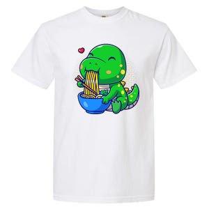 Cute Baby Dino Trex Eating Ramen Noodles Garment-Dyed Heavyweight T-Shirt