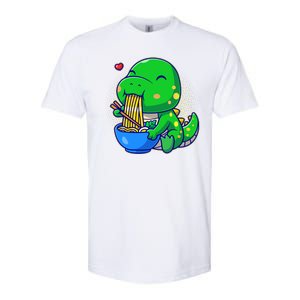 Cute Baby Dino Trex Eating Ramen Noodles Softstyle CVC T-Shirt