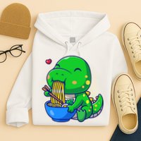 Cute Baby Dino Trex Eating Ramen Noodles Hoodie
