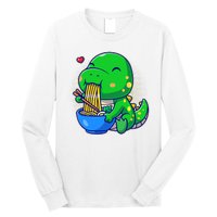 Cute Baby Dino Trex Eating Ramen Noodles Long Sleeve Shirt