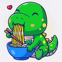 Cute Baby Dino Trex Eating Ramen Noodles Apron