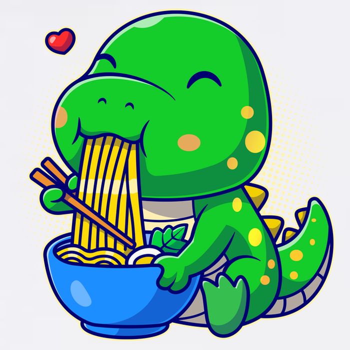 Cute Baby Dino Trex Eating Ramen Noodles Apron