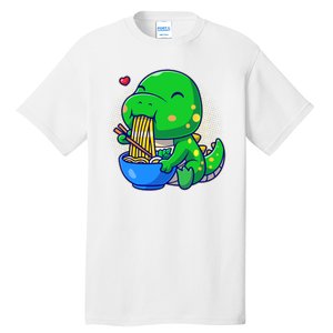 Cute Baby Dino Trex Eating Ramen Noodles Tall T-Shirt