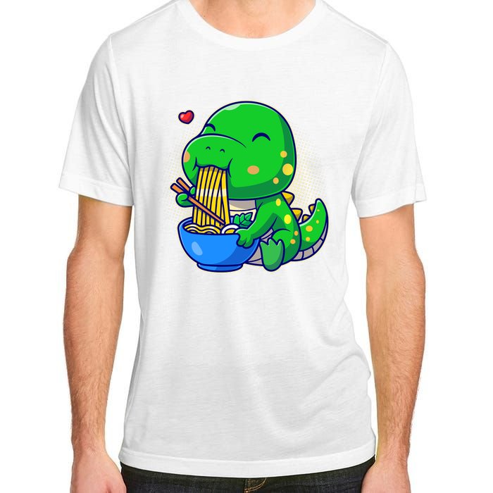 Cute Baby Dino Trex Eating Ramen Noodles Adult ChromaSoft Performance T-Shirt