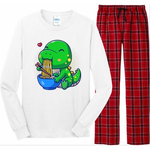 Cute Baby Dino Trex Eating Ramen Noodles Long Sleeve Pajama Set