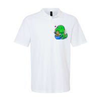 Cute Baby Dino Trex Eating Ramen Noodles Softstyle Adult Sport Polo