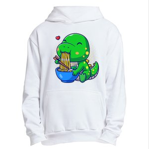 Cute Baby Dino Trex Eating Ramen Noodles Urban Pullover Hoodie