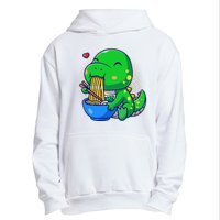 Cute Baby Dino Trex Eating Ramen Noodles Urban Pullover Hoodie