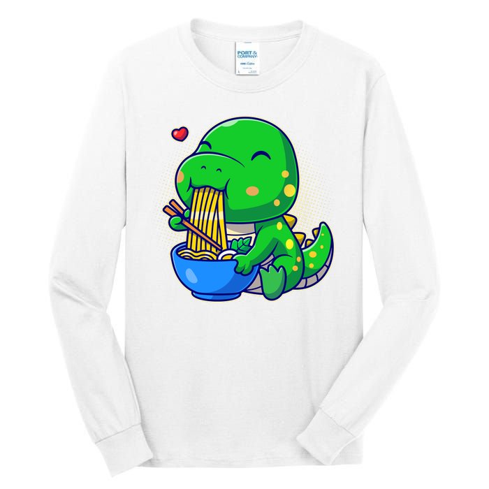 Cute Baby Dino Trex Eating Ramen Noodles Tall Long Sleeve T-Shirt