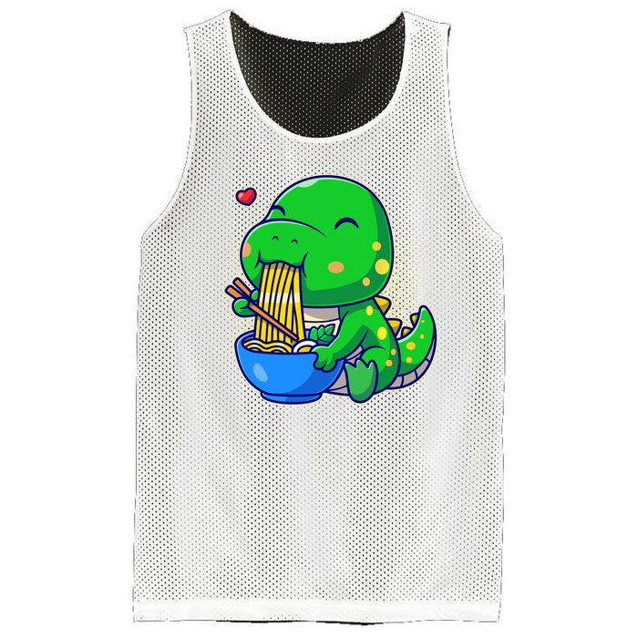 Cute Baby Dino Trex Eating Ramen Noodles Mesh Reversible Basketball Jersey Tank