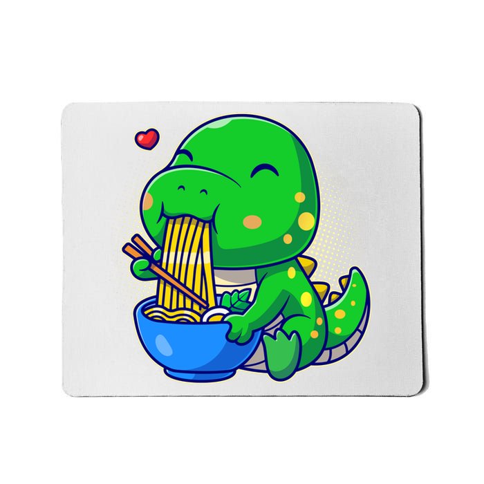 Cute Baby Dino Trex Eating Ramen Noodles Mousepad