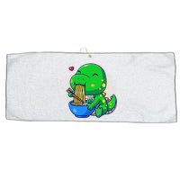 Cute Baby Dino Trex Eating Ramen Noodles Large Microfiber Waffle Golf Towel