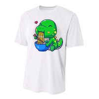 Cute Baby Dino Trex Eating Ramen Noodles Performance Sprint T-Shirt