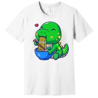 Cute Baby Dino Trex Eating Ramen Noodles Premium T-Shirt