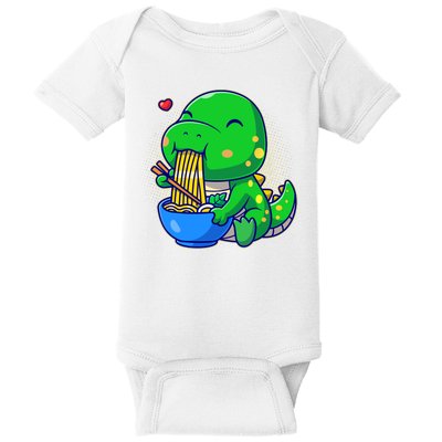 Cute Baby Dino Trex Eating Ramen Noodles Baby Bodysuit