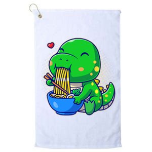 Cute Baby Dino Trex Eating Ramen Noodles Platinum Collection Golf Towel