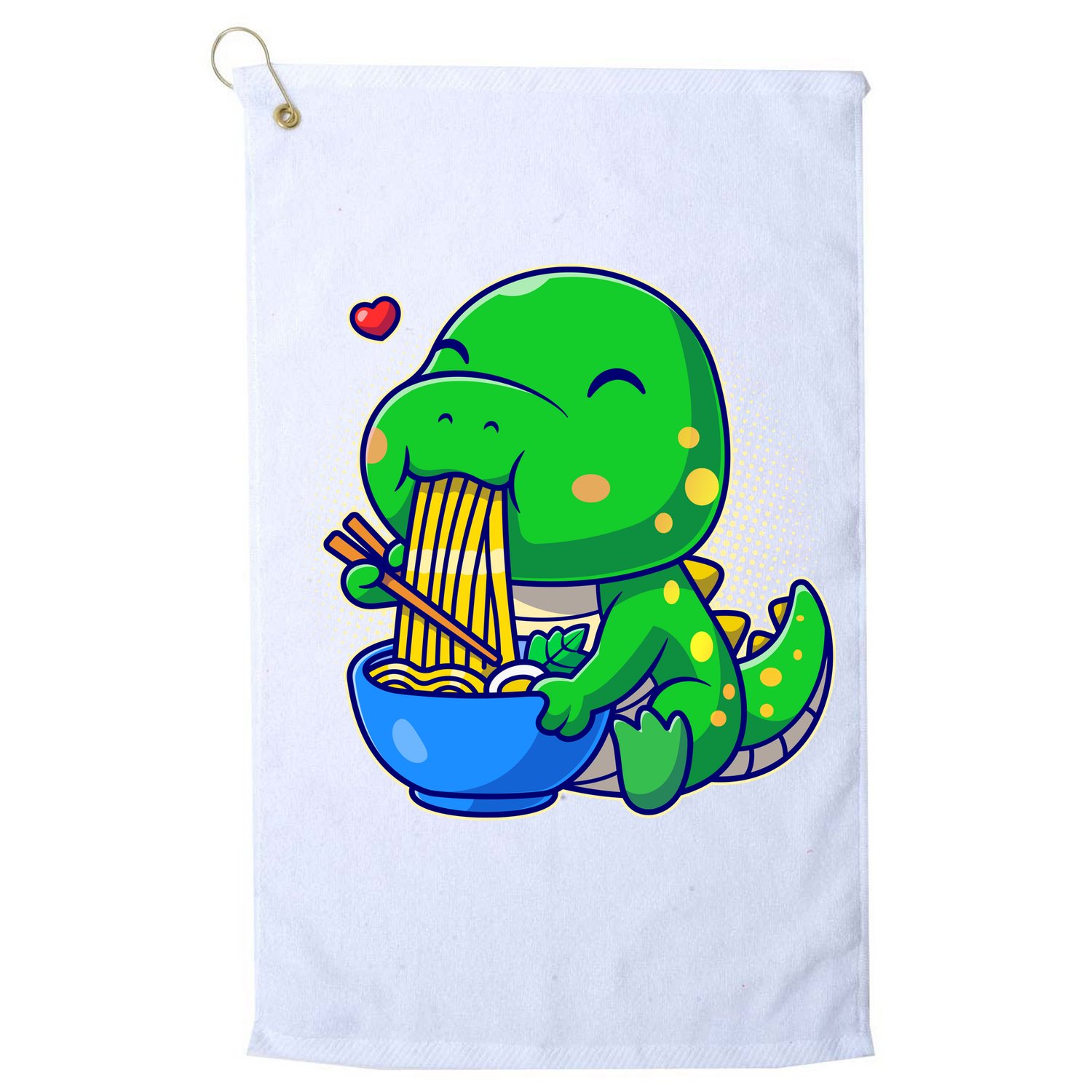 Cute Baby Dino Trex Eating Ramen Noodles Golf Towel