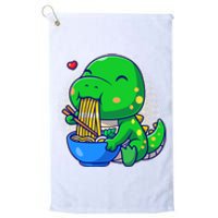 Cute Baby Dino Trex Eating Ramen Noodles Platinum Collection Golf Towel