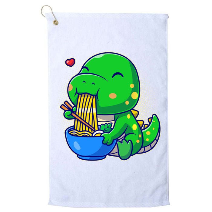 Cute Baby Dino Trex Eating Ramen Noodles Platinum Collection Golf Towel