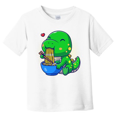 Cute Baby Dino Trex Eating Ramen Noodles Toddler T-Shirt