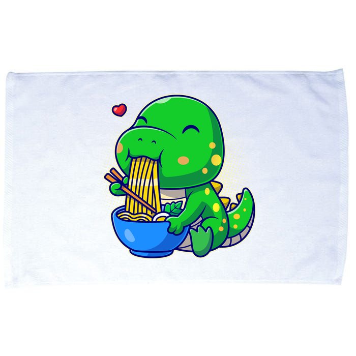 Cute Baby Dino Trex Eating Ramen Noodles Microfiber Hand Towel