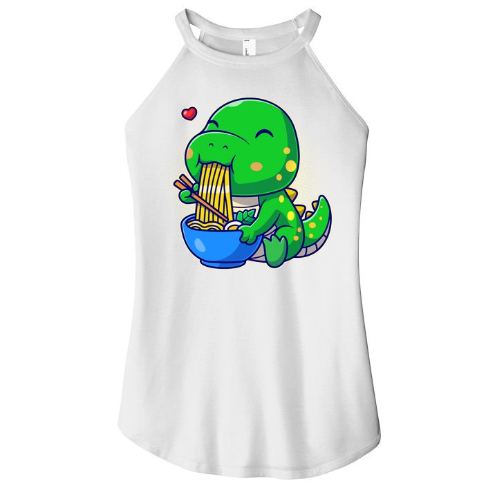 Cute Baby Dino Trex Eating Ramen Noodles Women's Perfect Tri Rocker Tank