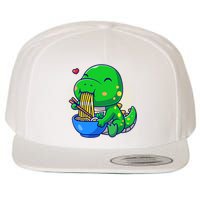 Cute Baby Dino Trex Eating Ramen Noodles Wool Snapback Cap