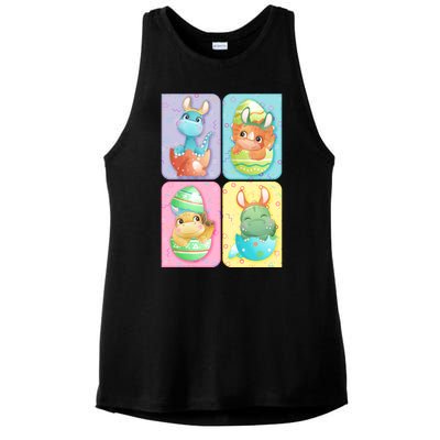 Cute Baby Dinosaurs Easter Eggs Ladies PosiCharge Tri-Blend Wicking Tank