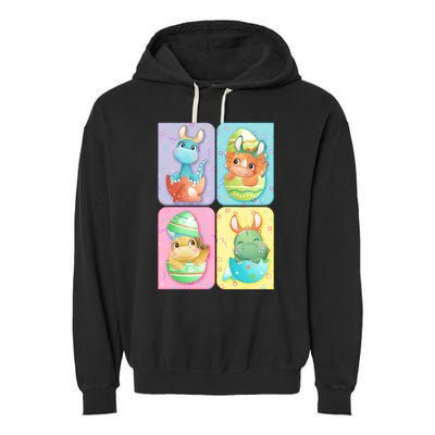 Cute Baby Dinosaurs Easter Eggs Garment-Dyed Fleece Hoodie