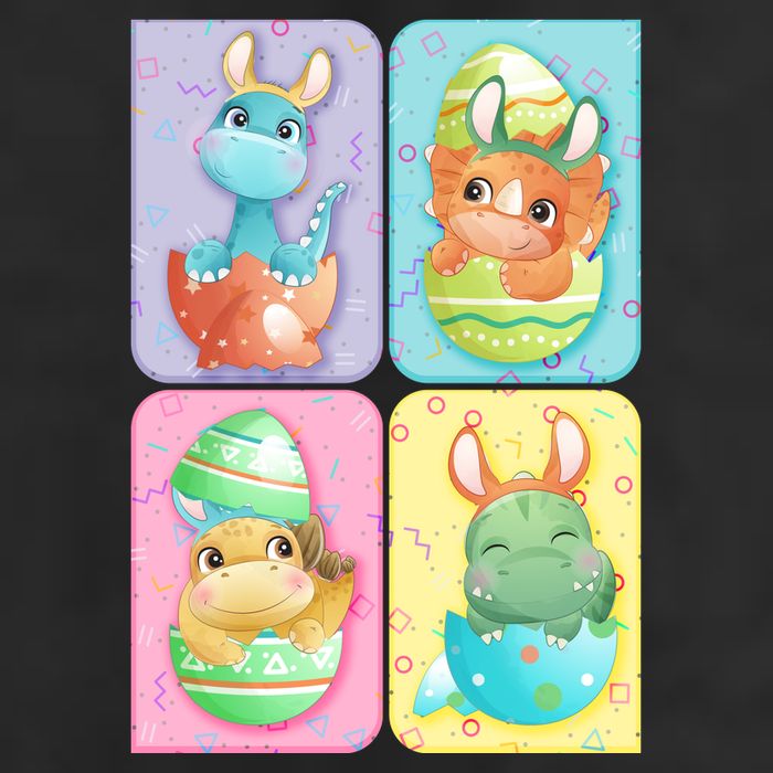 Cute Baby Dinosaurs Easter Eggs 7 Panel Mesh Trucker Snapback Hat