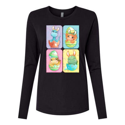 Cute Baby Dinosaurs Easter Eggs Womens Cotton Relaxed Long Sleeve T-Shirt