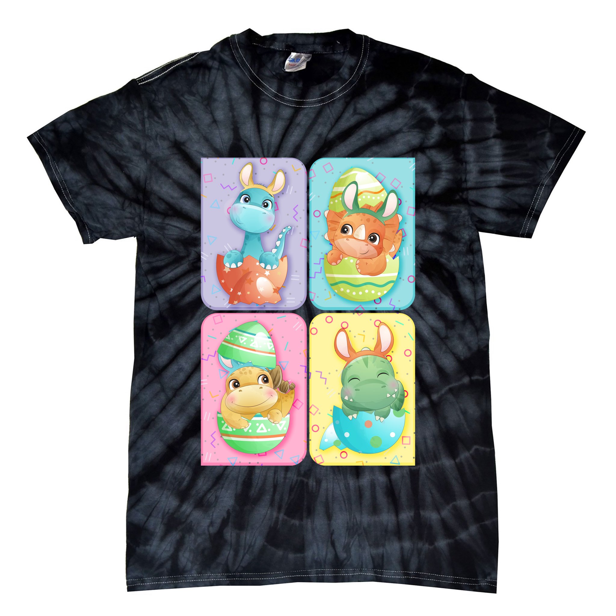 Cute Baby Dinosaurs Easter Eggs Tie-Dye T-Shirt
