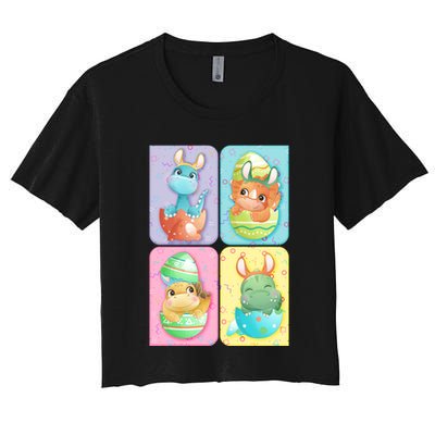 Cute Baby Dinosaurs Easter Eggs Crop Top
