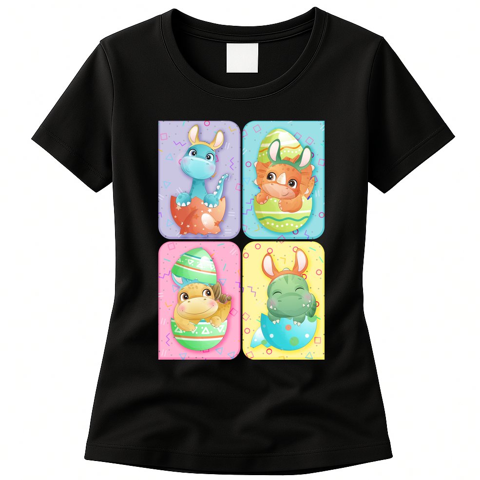 Cute Baby Dinosaurs Easter Eggs Womens T-Shirt