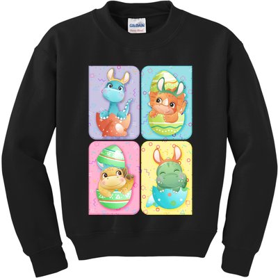 Cute Baby Dinosaurs Easter Eggs Kids Sweatshirt