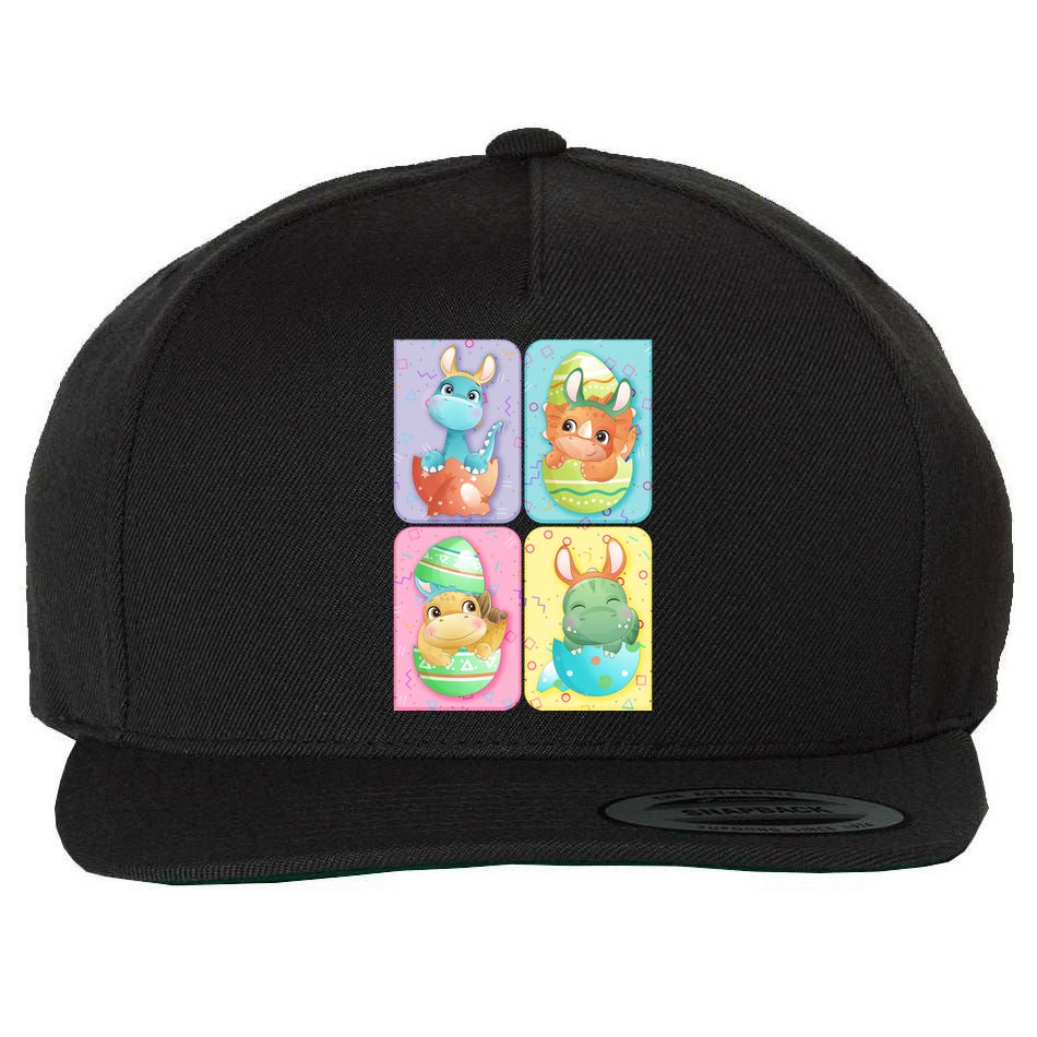 Cute Baby Dinosaurs Easter Eggs Wool Snapback Cap