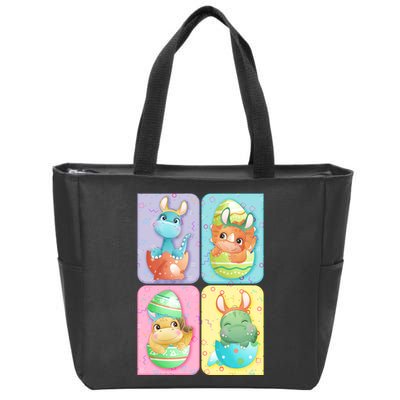 Cute Baby Dinosaurs Easter Eggs Zip Tote Bag
