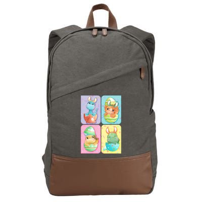 Cute Baby Dinosaurs Easter Eggs Cotton Canvas Backpack