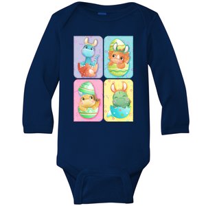 Cute Baby Dinosaurs Easter Eggs Baby Long Sleeve Bodysuit