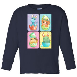 Cute Baby Dinosaurs Easter Eggs Toddler Long Sleeve Shirt