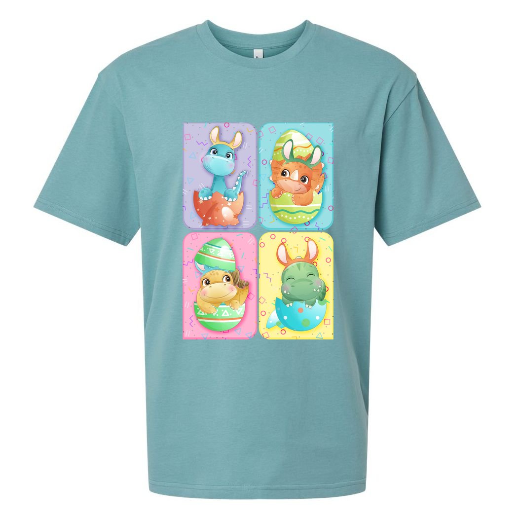 Cute Baby Dinosaurs Easter Eggs Sueded Cloud Jersey T-Shirt