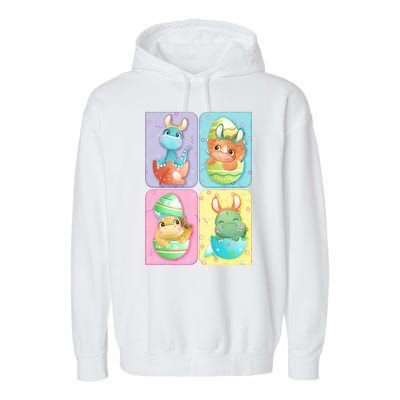 Cute Baby Dinosaurs Easter Eggs Garment-Dyed Fleece Hoodie