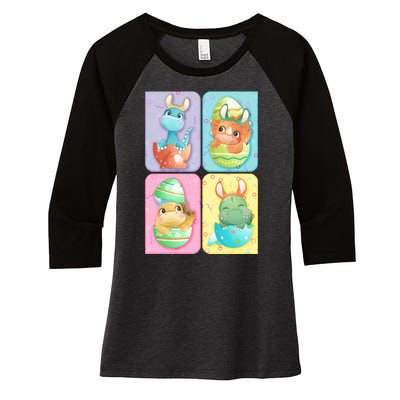 Cute Baby Dinosaurs Easter Eggs Women's Tri-Blend 3/4-Sleeve Raglan Shirt